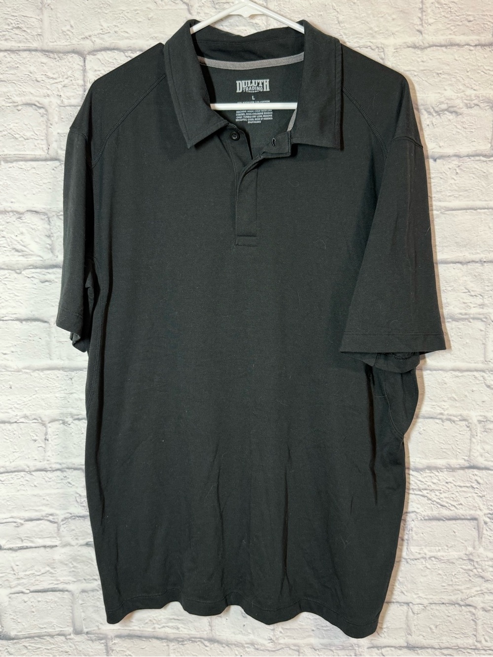 Duluth Trading Co Black Short-Sleeve Polo, sz Large